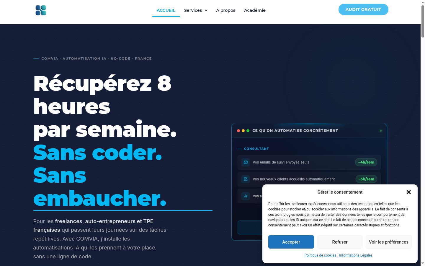 Screenshot del banner di consenso mostrato prima di qualsiasi interazione
