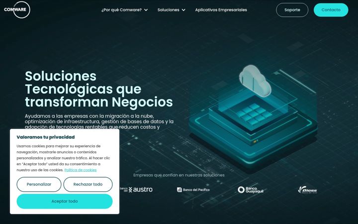 Screenshot of comware.com.ec