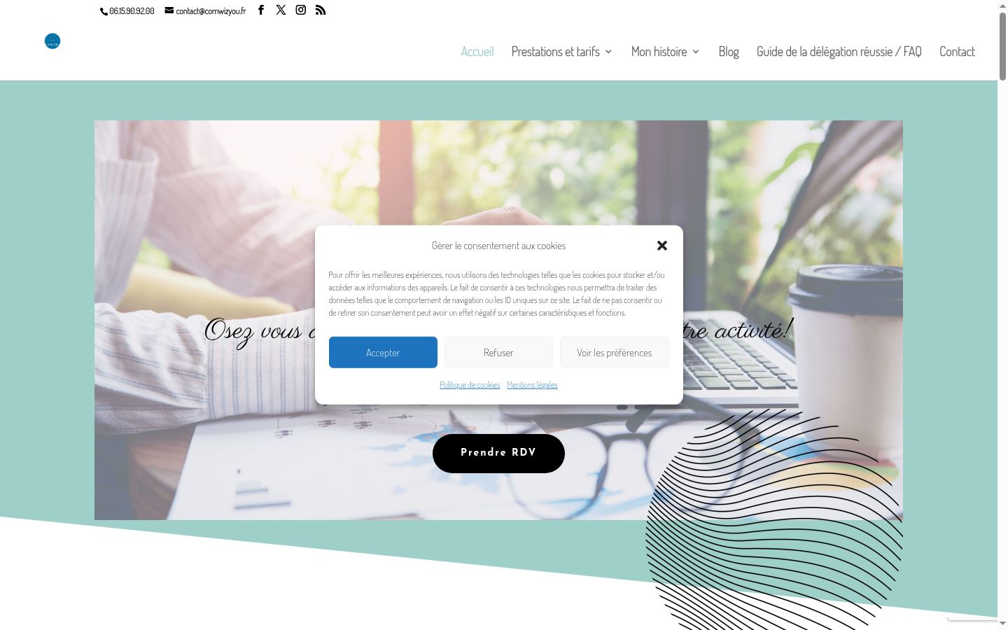 Screenshot del banner di consenso mostrato prima di qualsiasi interazione