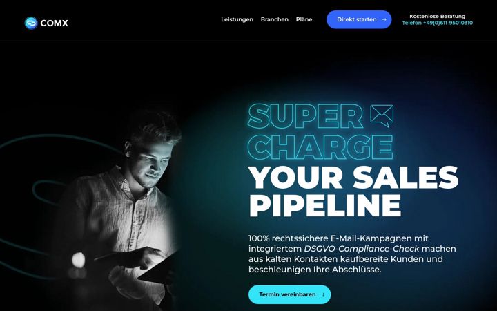 Screenshot van comx.io