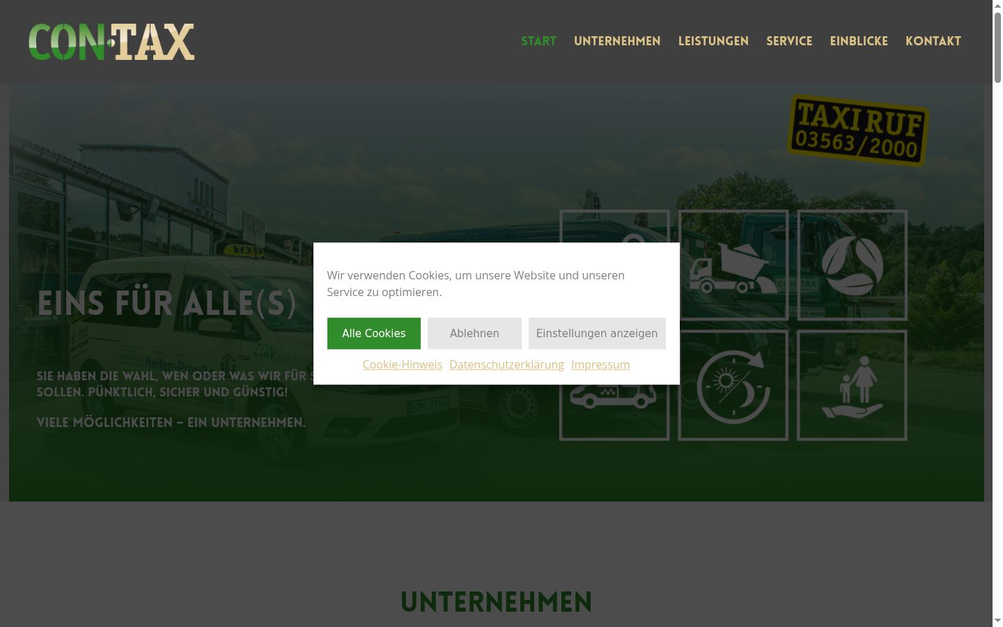 Screenshot van de toestemmingsbanner zoals getoond vóór enige interactie