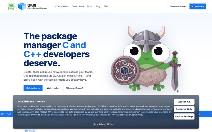 Screenshot of conan.io
