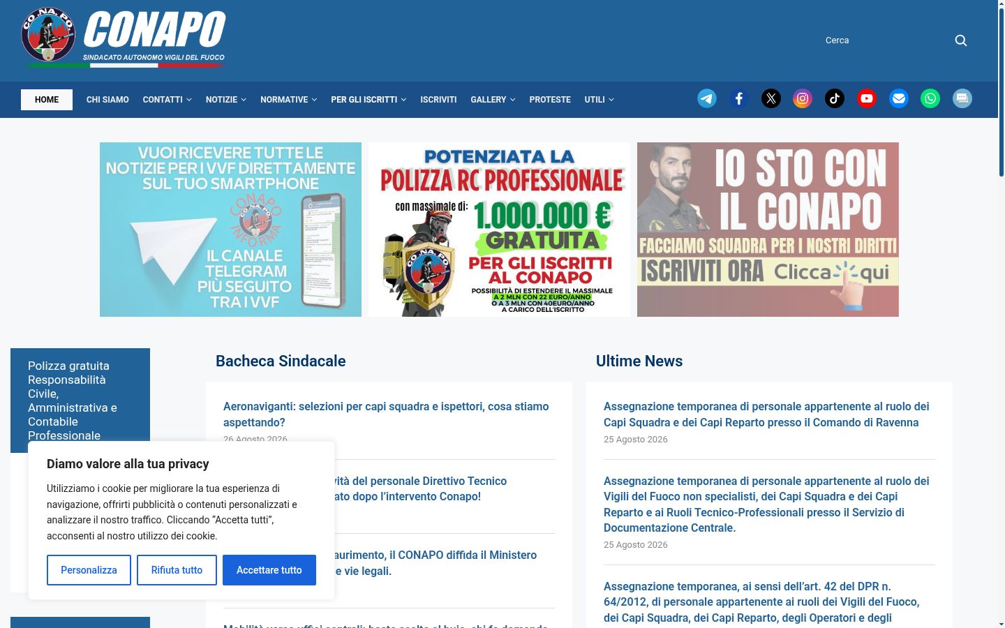 Captura de ecrã do banner de consentimento apresentado antes de qualquer interação