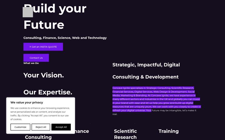 Screenshot of concaveignite.com
