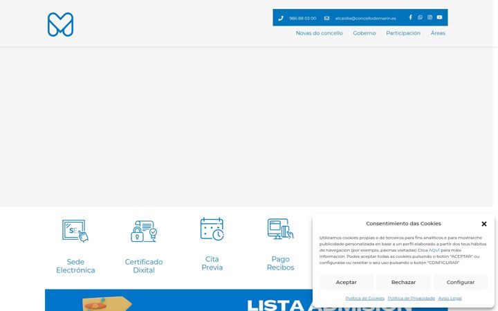 Екранна снимка на concellodemarin.es