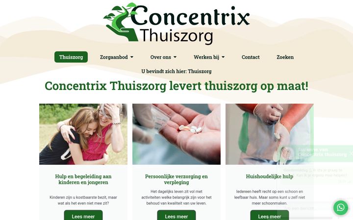 Skærmbillede af concentrixthuiszorg.nl