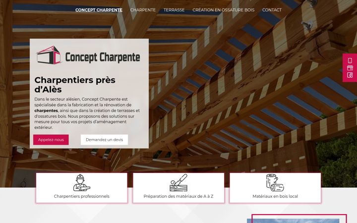 Screenshot of concept-charpente-ales.fr
