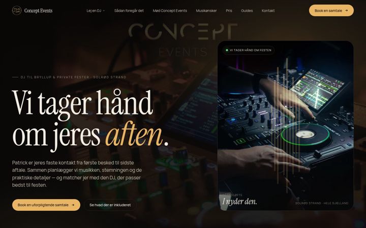 Screenshot of concept-events.dk