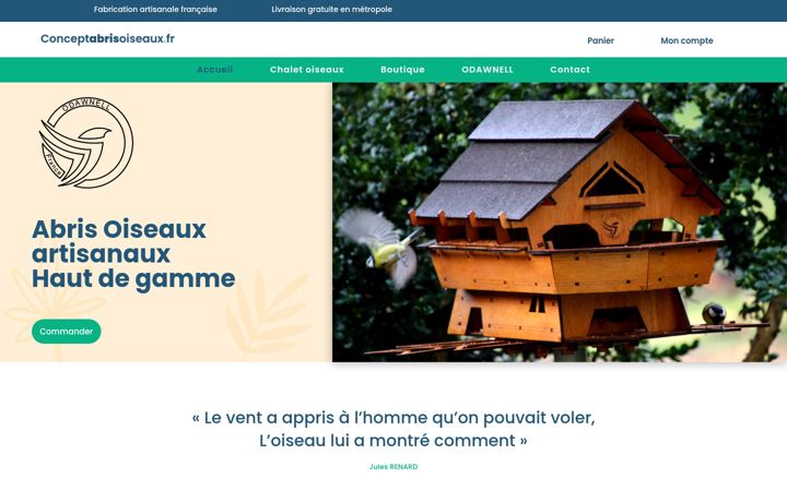 Snímek obrazovky conceptabrisoiseaux.fr