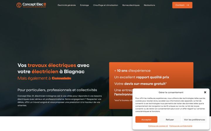 Snímek obrazovky conceptelec31.fr