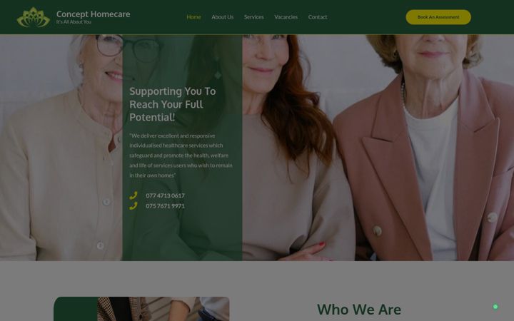 Ekrānuzņēmums no concepthomecare.co.uk