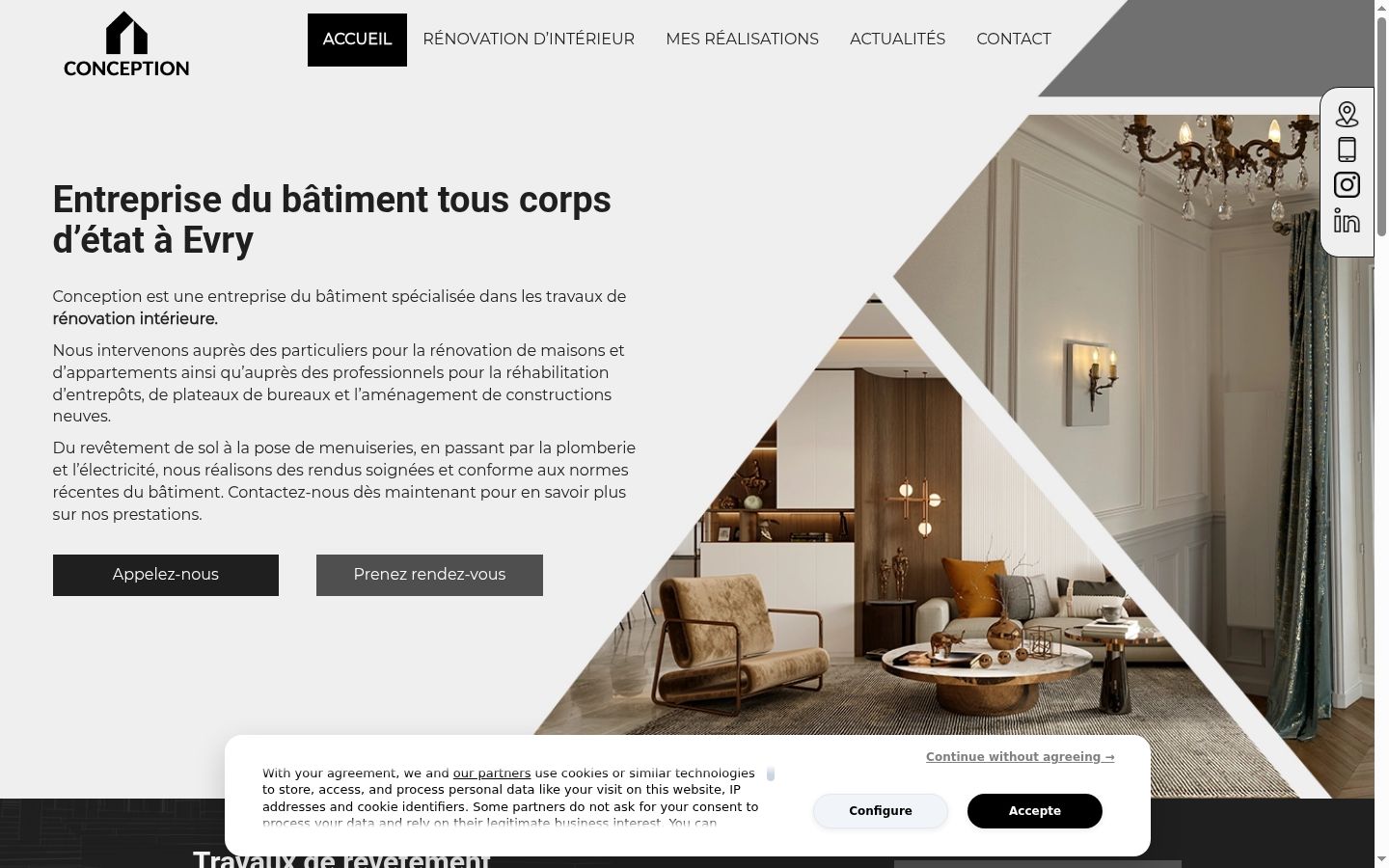 Screenshot del banner di consenso mostrato prima di qualsiasi interazione