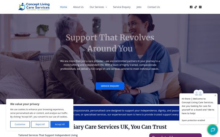 Ekrānuzņēmums no conceptlivingcareservices.co.uk