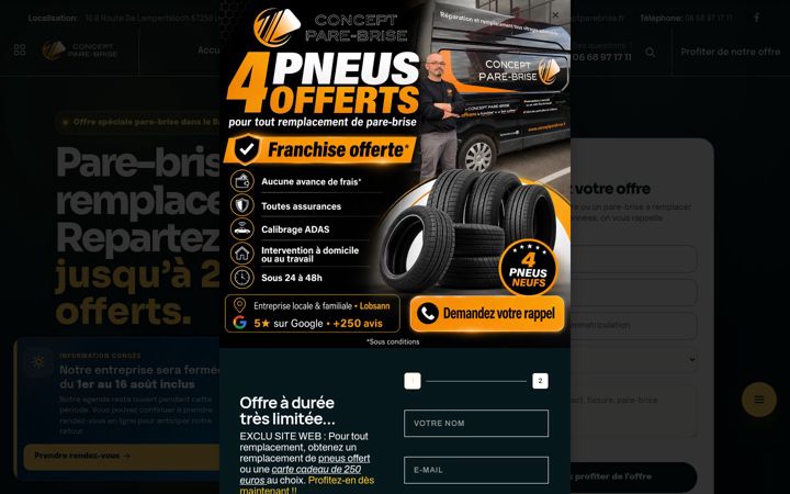 Screenshot ta' conceptparebrise.fr