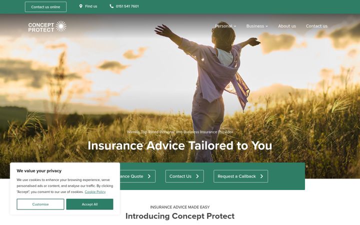 Ekrānuzņēmums no conceptprotect.co.uk
