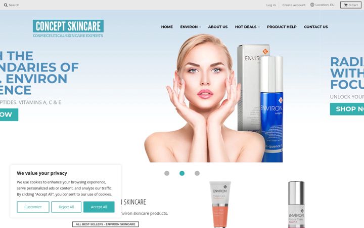 Posnetek zaslona conceptskincare.eu