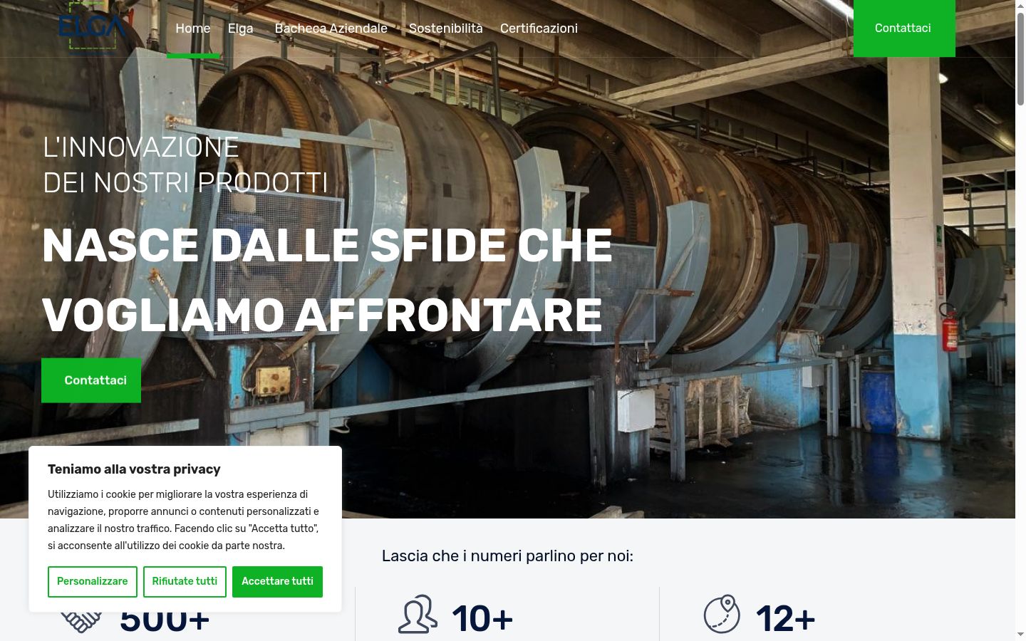 Screenshot del banner di consenso mostrato prima di qualsiasi interazione