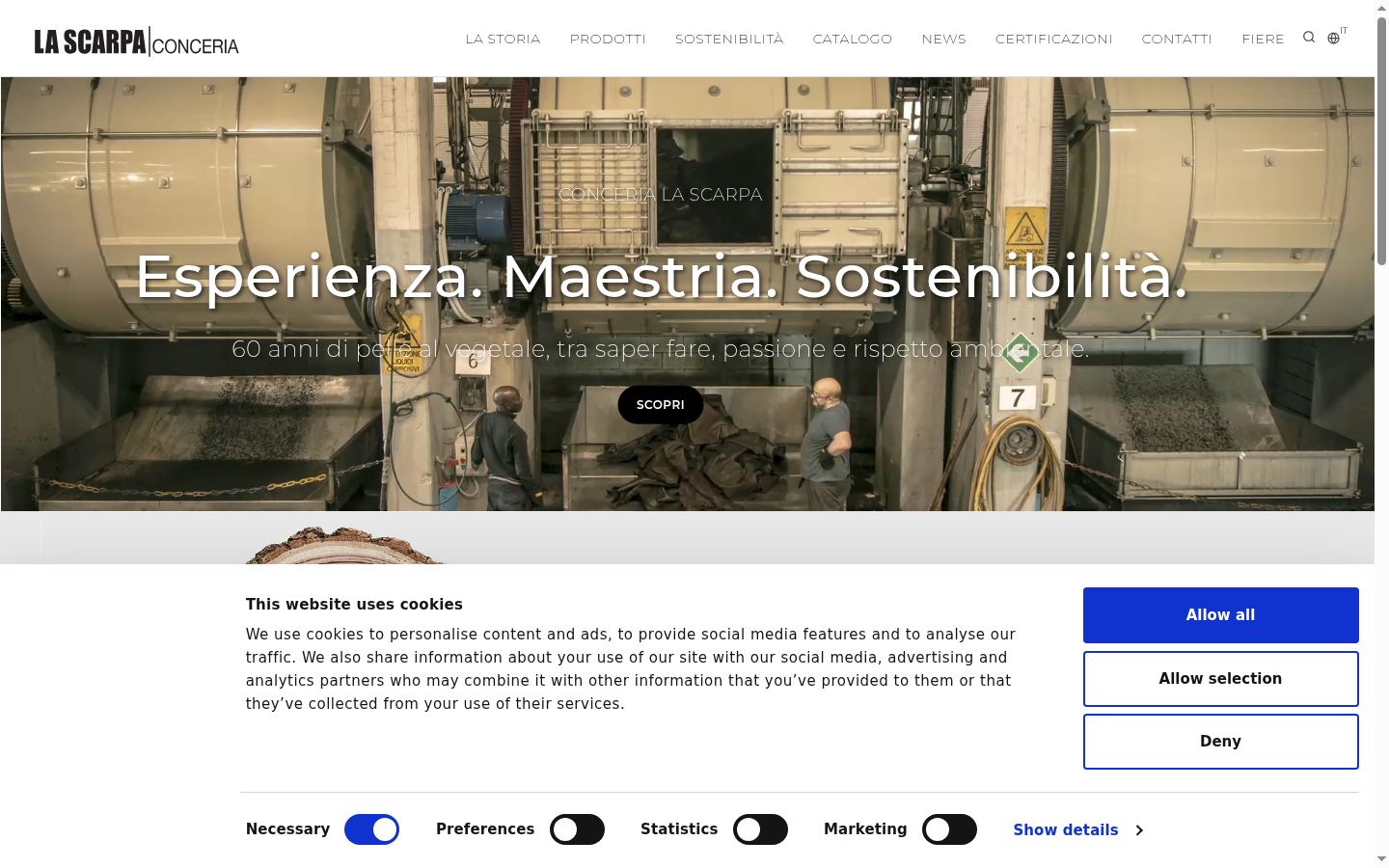 Screenshot del banner di consenso mostrato prima di qualsiasi interazione