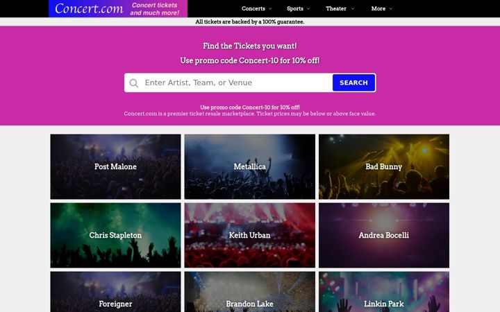 Screenshot of concert.com