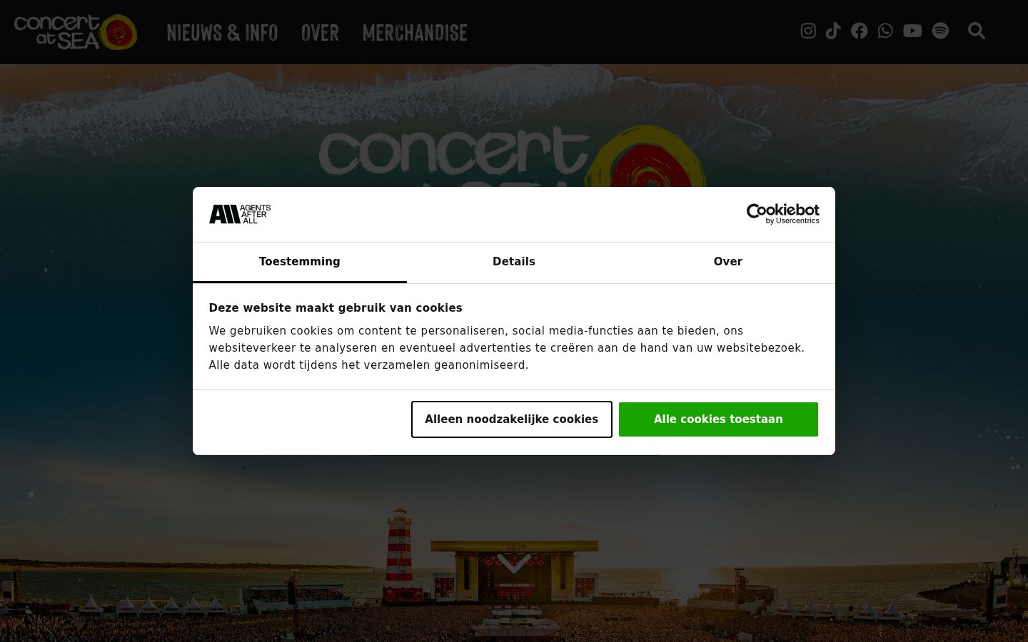 Screenshot del banner di consenso mostrato prima di qualsiasi interazione