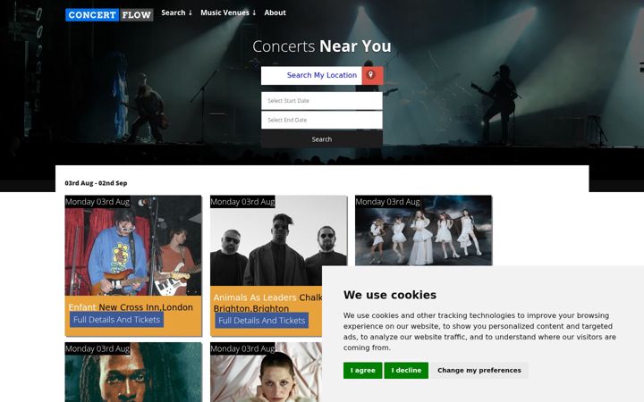 Screenshot of concertflow.com