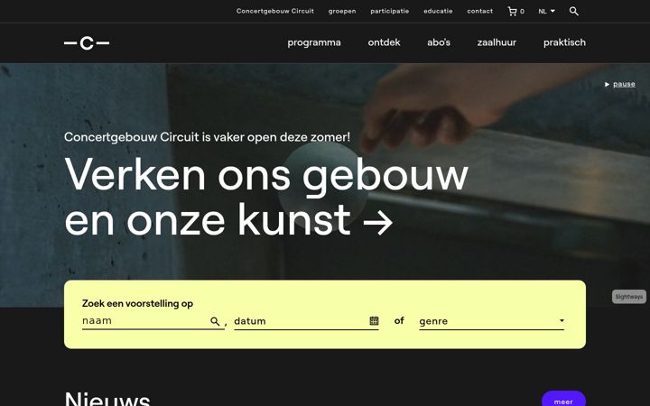 Ekrānuzņēmums no concertgebouw.be