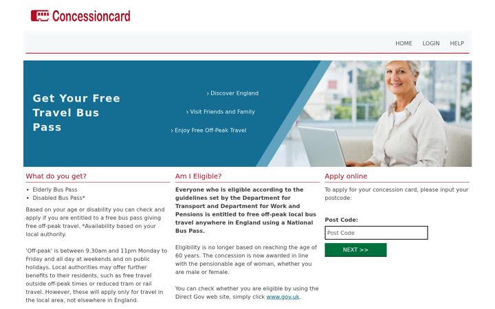 Screenshot ta' concessioncard.net