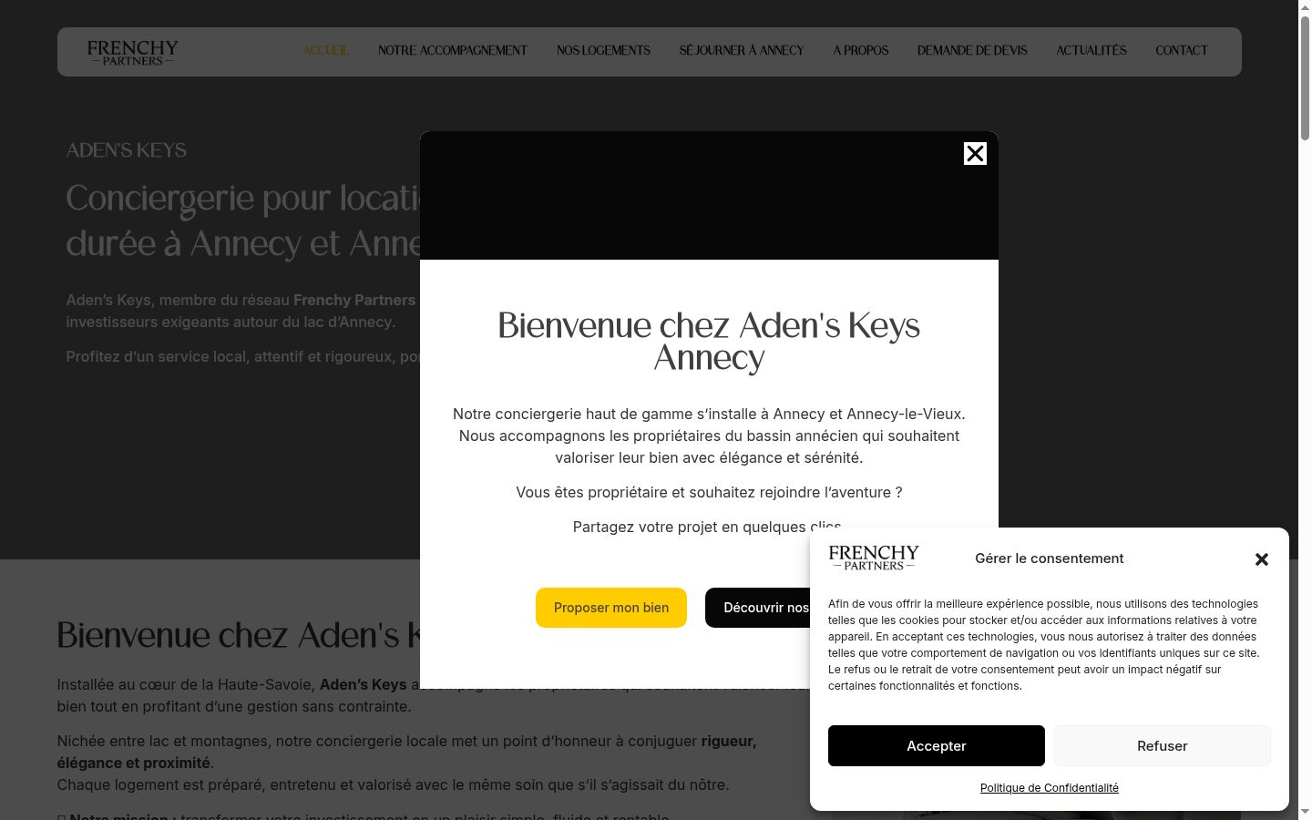 Screenshot tal-banner tal-kunsens muri qabel kwalunkwe interazzjoni