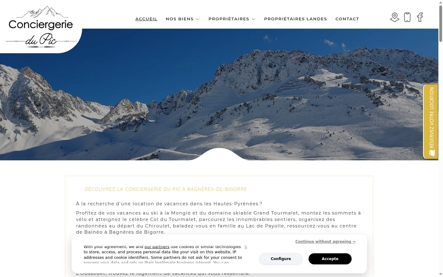 Capture d'écran de la bannière de consentement affichée avant toute interaction