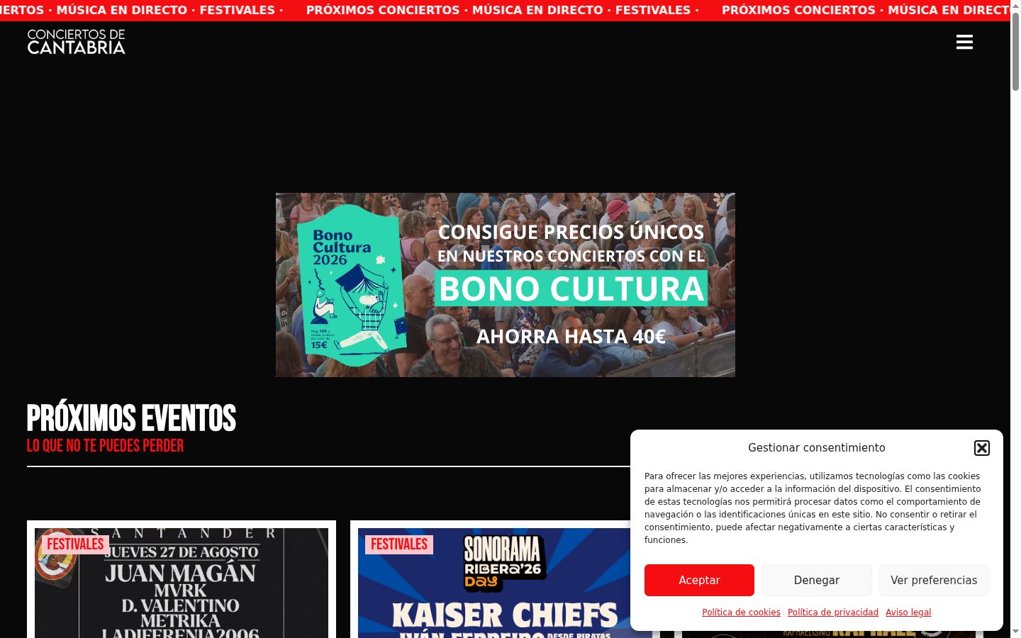 Screenshot del banner di consenso mostrato prima di qualsiasi interazione