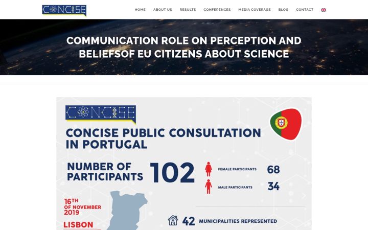 Screenshot of concise-h2020.eu