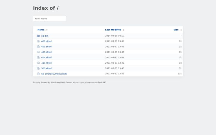 Screenshot of concisehosting.com.au