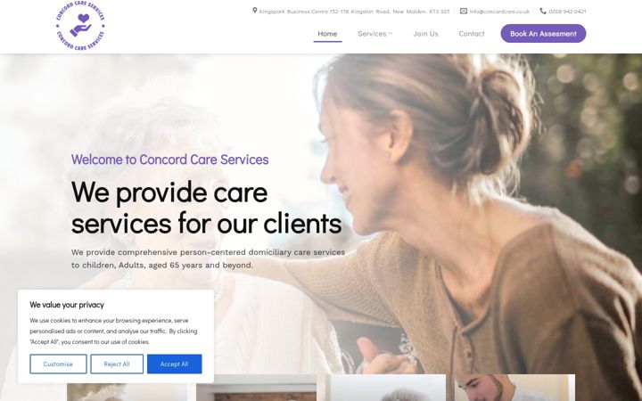 Screenshot of concordcare.co.uk