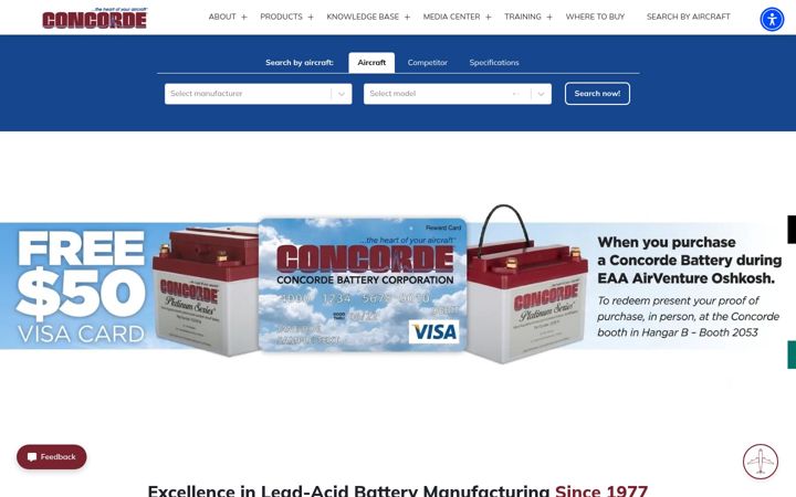 Screenshot of concordebattery.com