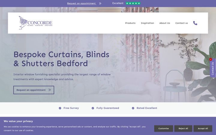 Screenshot of concordeblinds.com