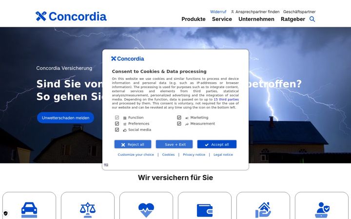 Screenshot of concordia.de