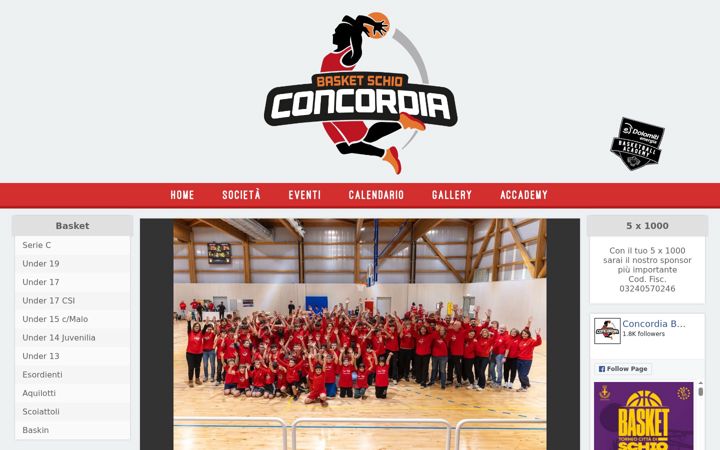 Screenshot of concordiabasket.it