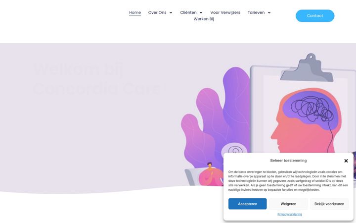 Kuvakaappaus sivustosta concordiacare.nl