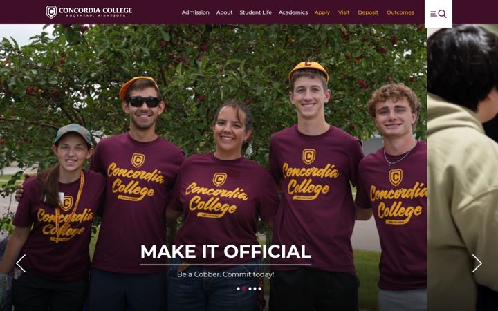 Screenshot of concordiacollege.edu