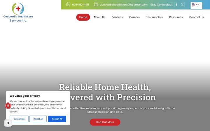Screenshot of concordiahealthcareservices.com