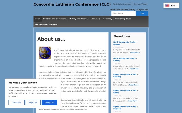 Screenshot of concordialutheranconf.com