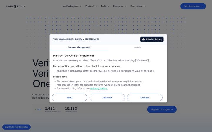 Screenshot of concordium.com
