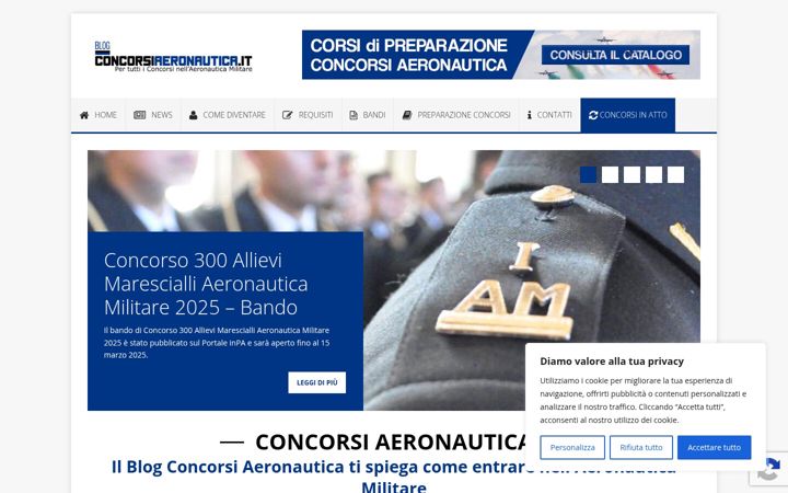 Ekrānuzņēmums no concorsiaeronautica.it