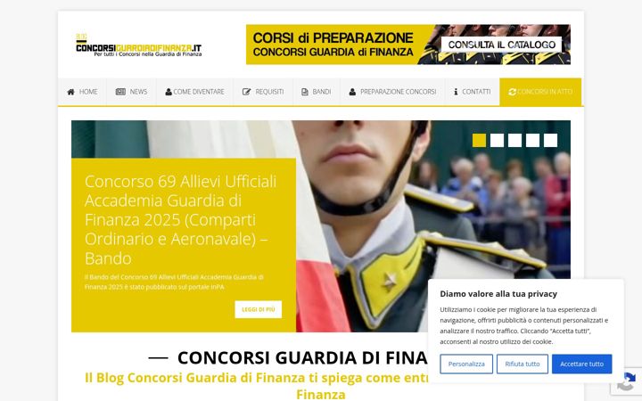 Ekrānuzņēmums no concorsiguardiadifinanza.it