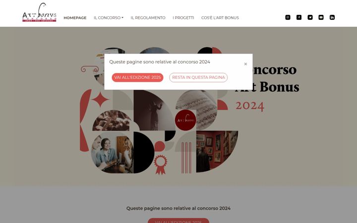 Snímek obrazovky concorsoartbonus.it