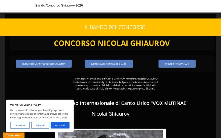 Screenshot of concorsonicolajghiaurov.com