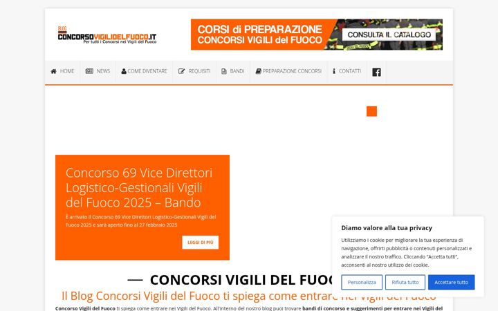 Screenshot of concorsovigilidelfuoco.it