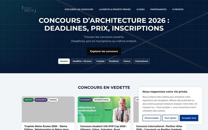 Screenshot of concours-archi.com