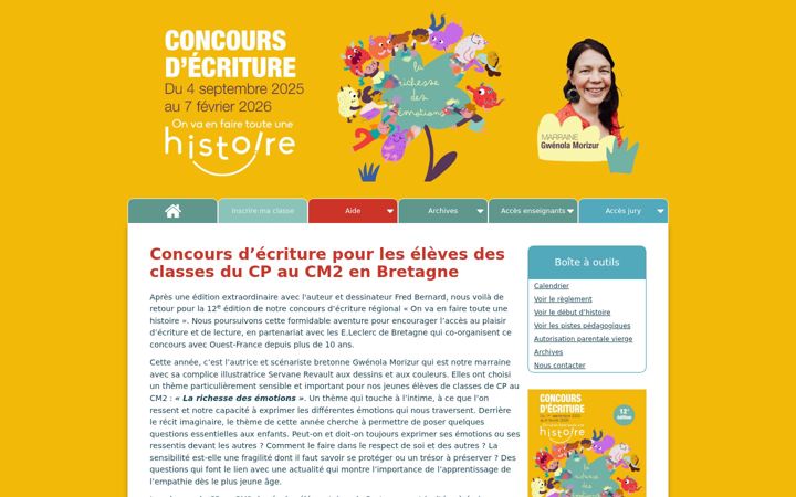 Screenshot of concours-ecriture.ouest-france.fr