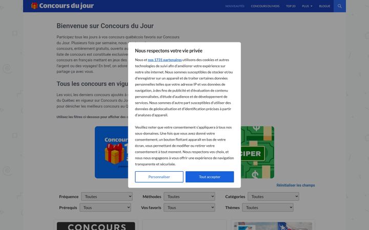 Screenshot of concoursdujour.com